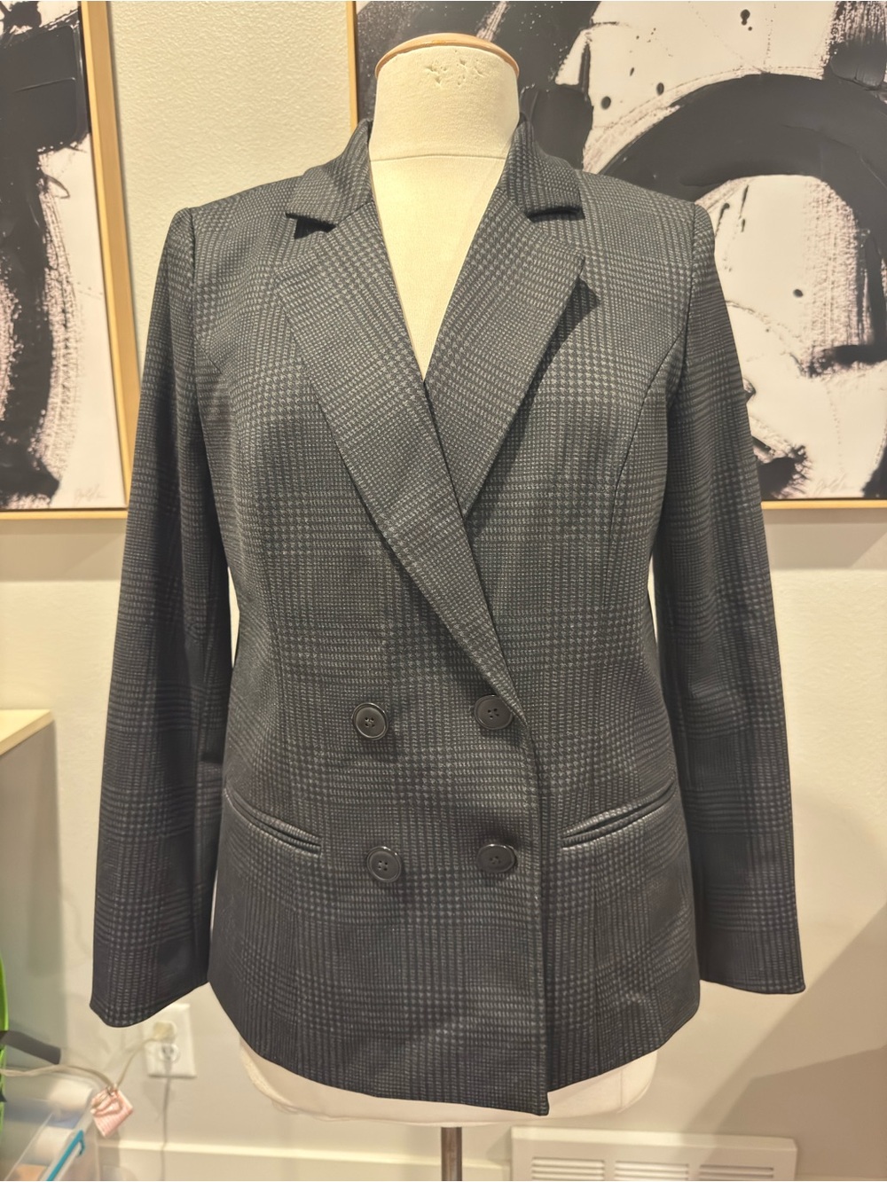 41 Hawthorne Double Breasted Button Plaid Medium Blazer